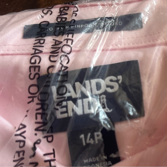 NWT No Iron Lands End Pinpoint Oxford in Light Pink love this color 14 P - Picture 2 of 3